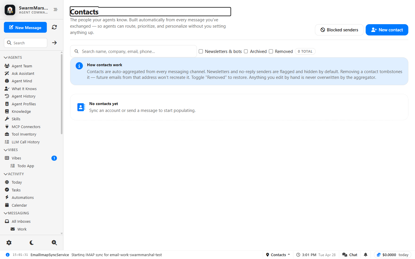 SwarmMarshal contacts screenshot
