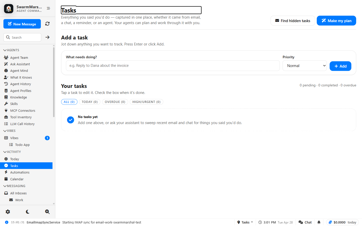 SwarmMarshal tasks screenshot